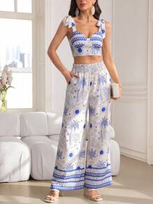 Modelyn 女士日常两件套服装 - 藍白色 - 查看 7