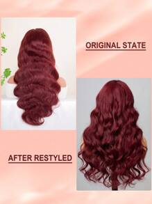 Wear&Go Glueless Curtain Bangs 99j Burgundy Body Wave Remy Human Hair Wig Pre- Plucked Bleach Knots Pre-Cut 6x5 Transparent Lace Closure Wigs 180% Density
