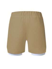 Gym Rark Men's Summer Casual Colorblock Patchwork Sports Shorts Biker Shorts Running Shorts - Khaki - View 2
