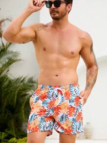 Surfspeed Tropical Plant Print Drawstring Waist Beach Pants, Suitable For Summer - Multicolor - View 5