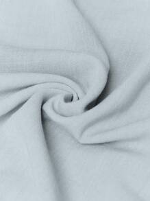 Aalyst 宽松不对称下摆亚麻混纺舒适衬衫 - 藍色 - 查看 3