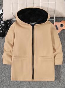 SHEIN 男童连帽蓬松衬里撞色舒适大衣 - 彩色 - 查看 7