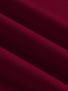 SHEIN EZwear Vestito mini a maglia estivo da donna di nuova , monocolore, con colletto alla coreana - Bordò - Visualizzare 6