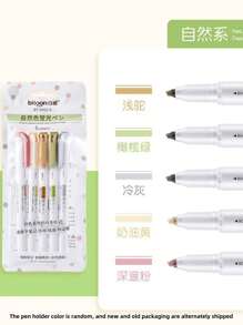 5 sztuk Zestaw dwustronnych fluorescencyjnych markerów do zakreślania, podkreślania, szkicowania, rysowania, wielokolorowe, artykuły piśmiennicze dla uczniów, powrót do szkoły