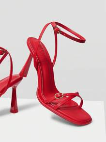 MOTF PREMIUM COMFORTABLE DAILY HEELED SANDALS FOR WOMEN, ELEGANT SCHOOL SUPPLIES, BACK TO SCHOOL SHOES, FOR NEW YEAR HOLIDAY, SPRING SHOES, SPRING BREAK EASTER PROM HEELS FOR CHRISTMAS SUMMER - Red - View 3