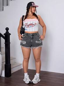 SHEIN ICON Fashionable Casual Washed Shorts For Summer - Grey - View 5