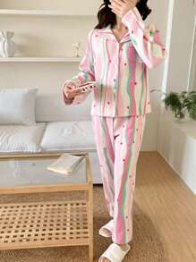 2 Stücke SchulTween Mädchen Pyjama Set, apricotfarbener süßer Schmetterling Muster Lange Hose & Langarm, Lässig Homewear für Tween Mädchen - Verschiedenfarbig - Übersicht 3