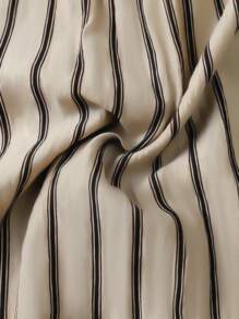 INAWLY 女士条纹印花短袖衬衫 - 卡其色 - 查看 4