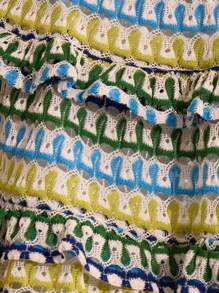 MUSERA Minifalda con estilo de volantes y rayas texturizadas, para vacaciones de verano, estilo bohemio, Ibiza, elegante, playa, linda. The Beach House Holiday - Azul - Ver 6