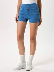 Fluxe Einfarbige Damen Shorts mit elastischem Bund für Workout und Sport