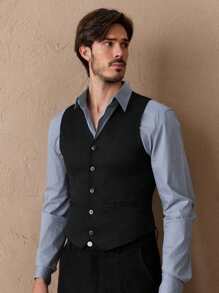 Manfinity VCAY Chaleco casual de vestir ajustado sin mangas para hombre, para primavera/verano