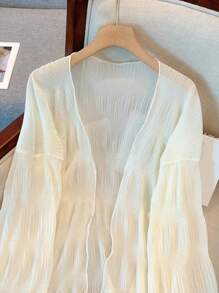 SHEIN New Lightweight French Pleated Lightweight Sun Protection Cardigan, Slimming For Women