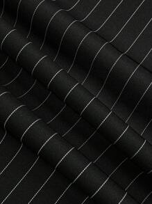 Sweetra Conjunto de traje de talla grande con chaleco de impresión de rayas blancas y negras de un solo botonadura y pantalones plisados de pierna ancha