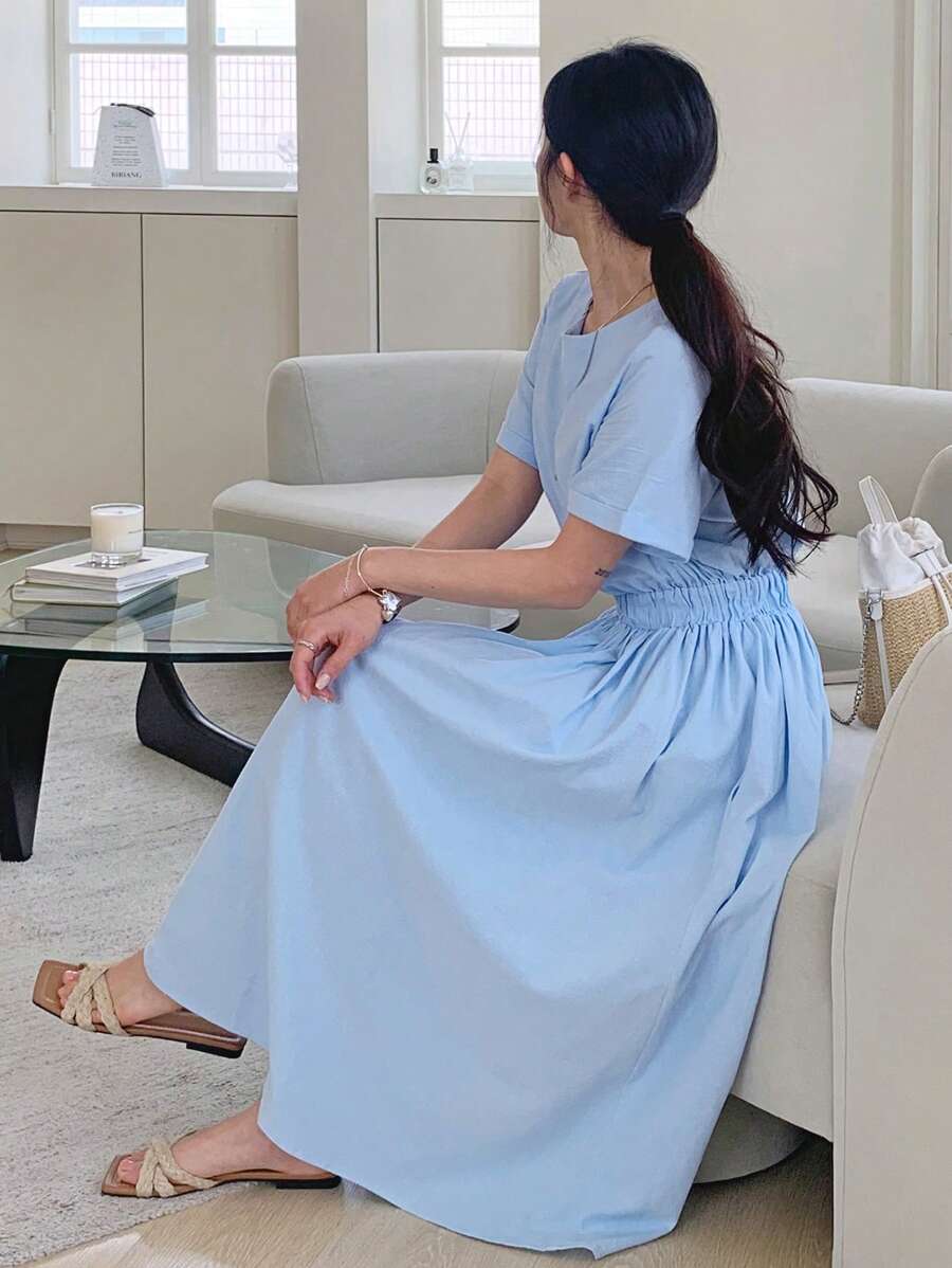 DAZY 1pc Reversible Waist Cinched Long Dress For Women