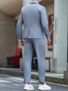 Manfinity Bizformal 男士优雅商务西装套装（夹克和裤子） - 淺灰色 - 查看 7