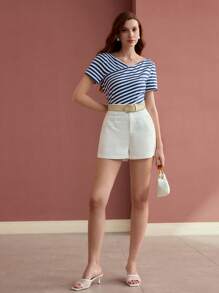 MOTF PREMIUM STRIPED PRINT SHORT SLEEVE T-SHIRT