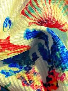 SHEIN 2pcs/Set Women Beach Summer Holiday Outfits, Random Tie-Dye Textured Fabric Top With Shell Pendant Necklace And High Cut Swimwear Bottoms, Bohemian Bikini - Multicolor - View 3