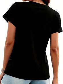 INAWLY Damen T-Shirt mit kurzen Ärmeln und rundem Ausschnitt, Lässig Oberteil, geeignet für den Sommer, Strass-Stil, mit Strass verziert, aktuell modisch, modische T-Shirt Oberteile, ästhetische T-Shirts, Geschenk für Geschwister, Geschenk für Schwester, Geschenk für Mutter, Muttertagsgeschenk