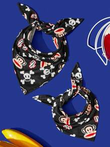 Paul Frank X SHEIN 1 pezzo Bavaglino da strada per animali domestici con stampa di scimmia, parannanza per il collo, adatto per cani e gatti, taglie S, M, L, adatto per una varietà di forme del corpo