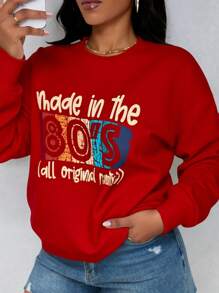 Zolique Sudadera de manga larga con cuello redondo en corte holgado para ropa de Año Nuevo