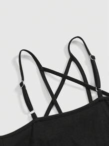 ROMWE Goth 女式哥特式性感露肩星星图案系带迷你连衣裙