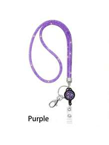 1 Piece, Exquisite Rhinestone Mesh Hanging Rope, Suitable For ID Card Holders, With Retractable Buckle And Badge Clip, Can Be Hung Back To School, Making You More Secure And At Ease