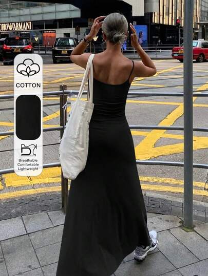 Livesso 全新夏季女式纯色长款休闲沙滩度假连衣裙