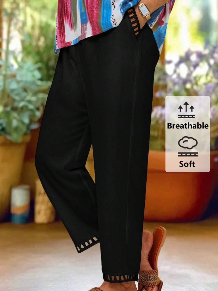EMERY ROSE Pantaloni larghi con tasche estivi per taglie comode - nero - Visualizzare 1