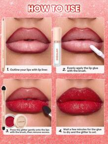 SHEGLAM Lip Dazzler Glitter Kit-Encore Lip Combo Brand Beauty Makeup Face Paint Cosmetic For Women Girls Perfect For Spring Summer Ideal For Y2K Fancy Fashion Suitable For Birthday Mother'S Day Gift Rave Party Ready Best Color - Encore - View 5