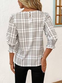 SHEIN Clasi Damen Rundhalsausschnitt Halbarm Lockeres Freizeithemd Sommeroutfits für Damen Country-Outfits Damen Country-Outfits Damen Hemden für Damen Sommerarbeitskleidung Damen Business Casual Lehrerinnen-Outfits für Damen Country-Outfits Damen - Aprikosenfarben - Übersicht 9