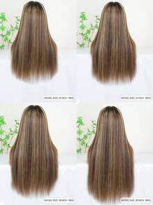 6x5 Wear&Go Glueless Highlight Straight Human Hair Wig Piano Color Mid-Length Pre Plucked Bleach Knots  Pre-Cut Transparent Lace Closure Wigs 180% Density