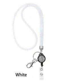 1 Piece, Exquisite Rhinestone Mesh Hanging Rope, Suitable For ID Card Holders, With Retractable Buckle And Badge Clip, Can Be Hung Back To School, Making You More Secure And At Ease