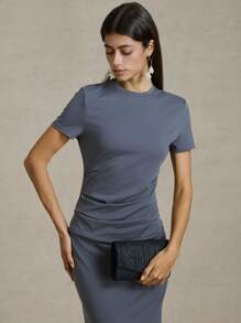 Briarwyn Women Long Solid Color Short Sleeve Dress, Fashionable For Summer