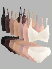 Snug Zone 14 pièces Ensemble de lingerie sans couture confortable avec ourlet ondulé