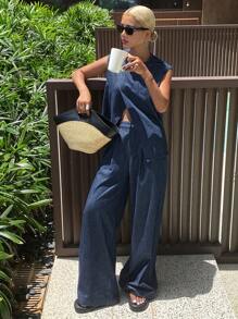 DAZY Women Denim Two Pieces Outfits - Medium Wash - View 3