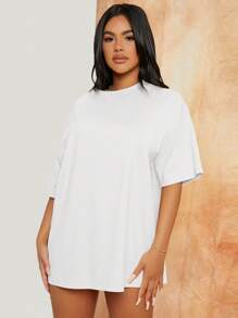 SHEIN SXY Solid Drop Shoulder Tee