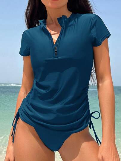 Swim Lushoire Women's Solid Color Vest/Tank Top Bikini, Fashionable For Summer