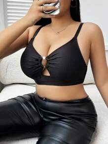 SHEIN Casual Daily Padded Seamless Camisole - Black - View 4