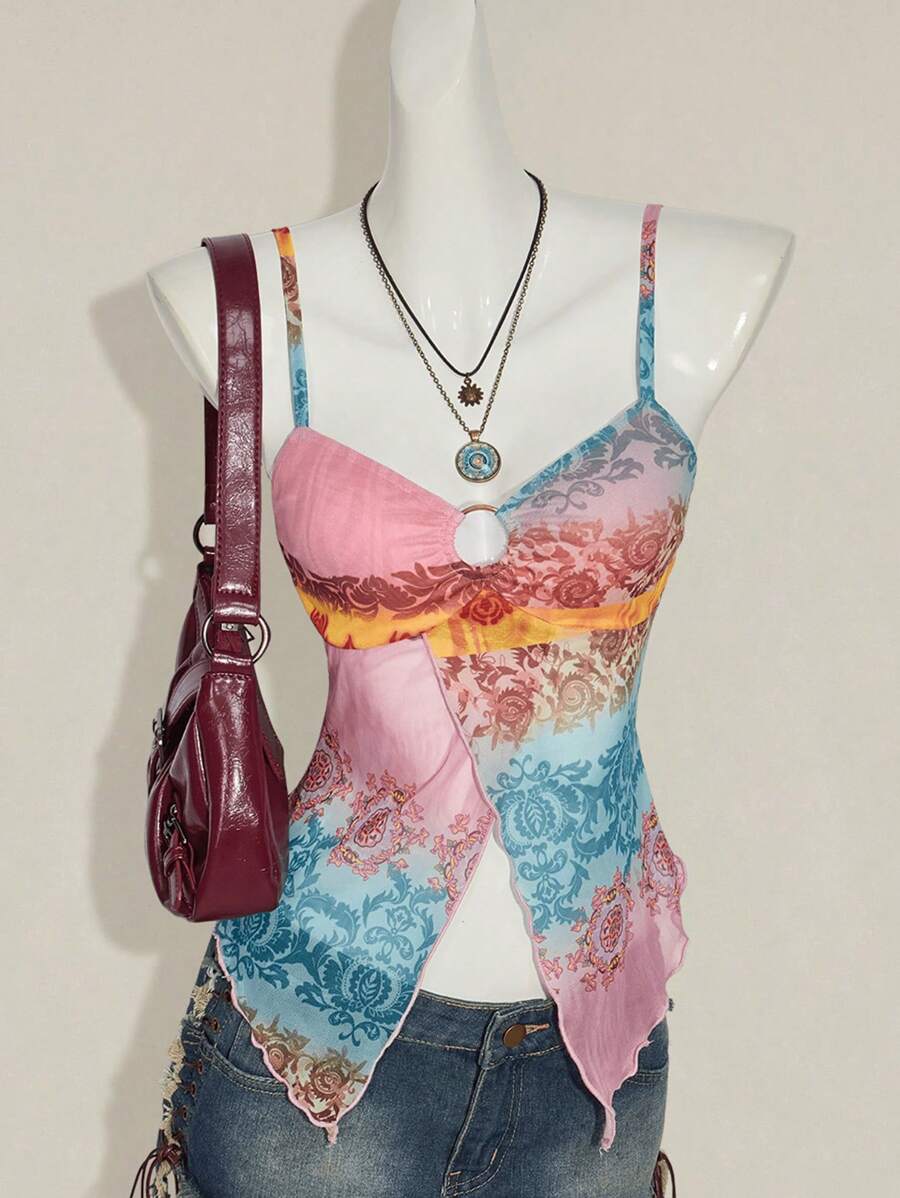SHEIN ICON Áo ba lỗ in hoa Boho cổ điển gợi cảm cho nữ - Nhiều màu - Xem 1