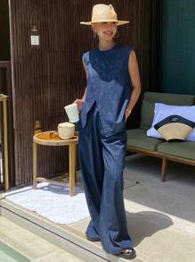 DAZY Women Denim Two Pieces Outfits - Medium Wash - View 6