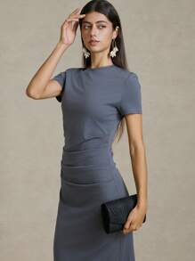 Briarwyn Women Long Solid Color Short Sleeve Dress, Fashionable For Summer