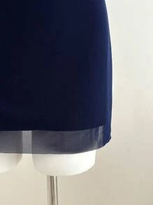 Chiquease Vestido mini elegante de unicolor con escote cuadrado, manga corta, fruncido y parches de tul