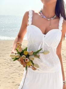SHEIN Bubbli Áo ba lỗ trơn màu cho nữ, tối giản và thời trang, phù hợp cho mùa hè - trắng - Xem 1