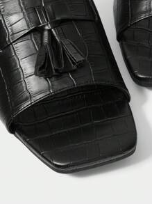MOTF PREMIUM Sandalias planas con puntera cuadrada y flecos cómodas para mujer, para vacaciones, verano, Navidad, otoño, Año Nuevo, Día de San Valentín