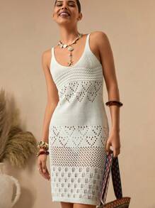 Bóhologie ROBE BLANCHE CROCHETÉE TRICOTÉE BOHO POUR FEMME