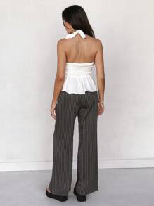 Calvaya Pantaloni a zampa donna a vita bassa slim fit in stile retrò a righe