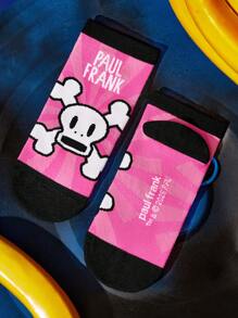 Paul Frank X SHEIN 3 Pairs Women Breathable Moisture-Wicking Pink Cartoon Cute Ankle Socks With Reinforced Toe & Heel, Durable, Suitable For All Seasons, Print,Monkey - Multicolor - View 11