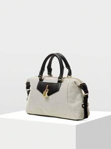 MOTF PREMIUM CONTRAST COLOR COMMUTER TOP HANDLE BAG - Black and White - View 3