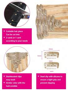 8pcs Clip In Straight Human Hair Extension 12P613# Extension For Women Daily Use Real Easy To Wear Blonde Color Hair Extensions - S22/24/27A/613 - View 4