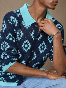 AKNOTIC Business Casual Men's Fitted Shoulder Knit Pullover, Suitable For Spring & Autumn